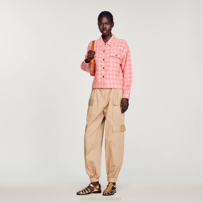 Sandro Paris naiset koiranhammas takki VLHP228 vaatteet vaaleanpunainen