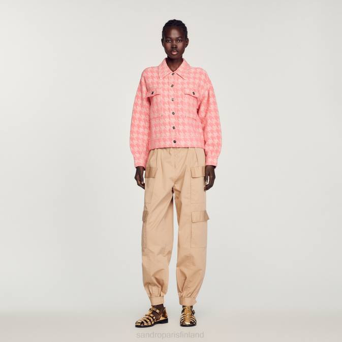 Sandro Paris naiset koiranhammas takki VLHP228 vaatteet vaaleanpunainen