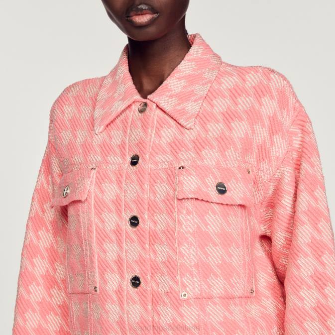 Sandro Paris naiset koiranhammas takki VLHP228 vaatteet vaaleanpunainen