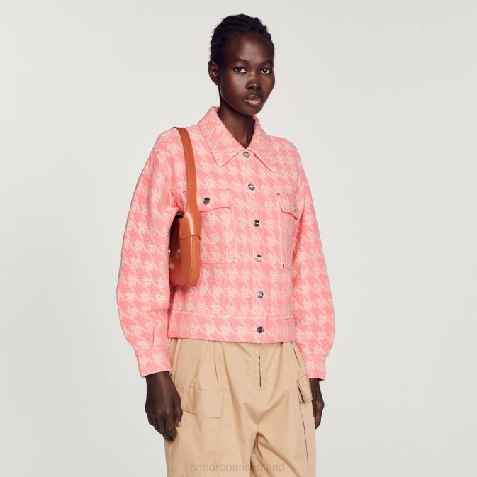 Sandro Paris naiset koiranhammas takki VLHP228 vaatteet vaaleanpunainen