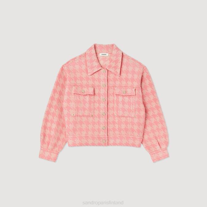 Sandro Paris naiset koiranhammas takki VLHP228 vaatteet vaaleanpunainen