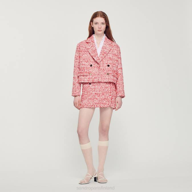 Sandro Paris naiset leikattu tweed-takki VLHP358 vaatteet punainen