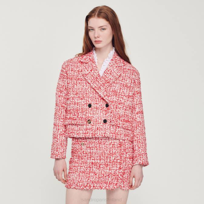 Sandro Paris naiset leikattu tweed-takki VLHP358 vaatteet punainen