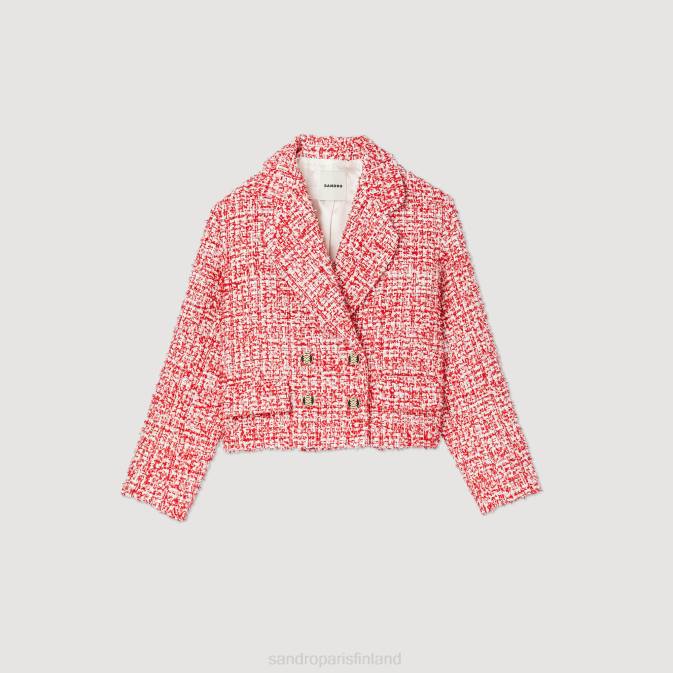 Sandro Paris naiset leikattu tweed-takki VLHP358 vaatteet punainen