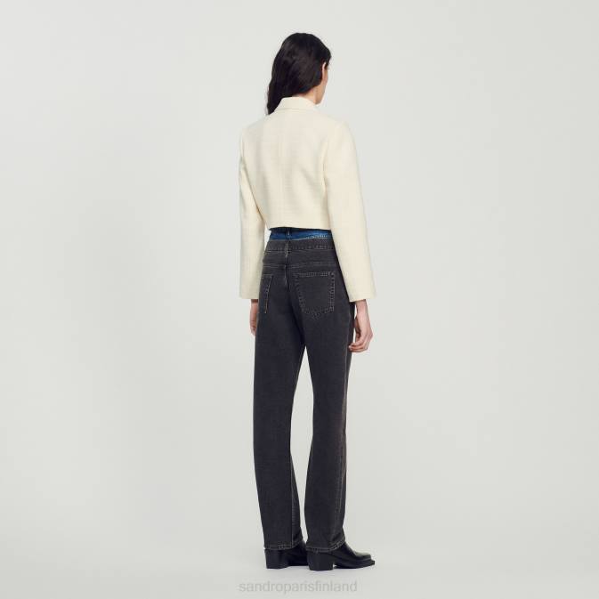 Sandro Paris naiset lyhennetty tweed-nappitakki VLHP55 vaatteet ekru