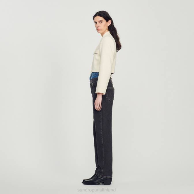 Sandro Paris naiset lyhennetty tweed-nappitakki VLHP55 vaatteet ekru