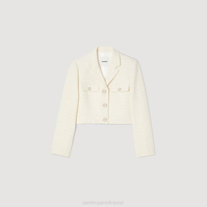 Sandro Paris naiset lyhennetty tweed-nappitakki VLHP55 vaatteet ekru