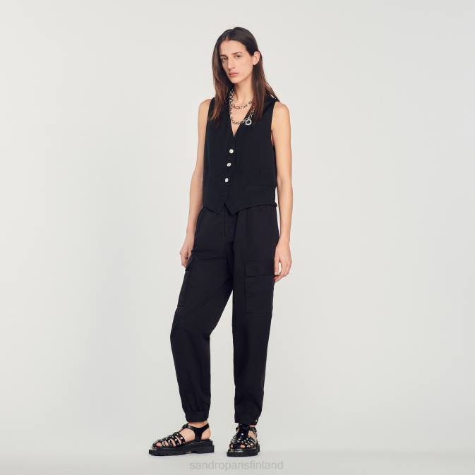 Sandro Paris naiset maskuliininen tekojalokivi liivi VLHP284 vaatteet musta