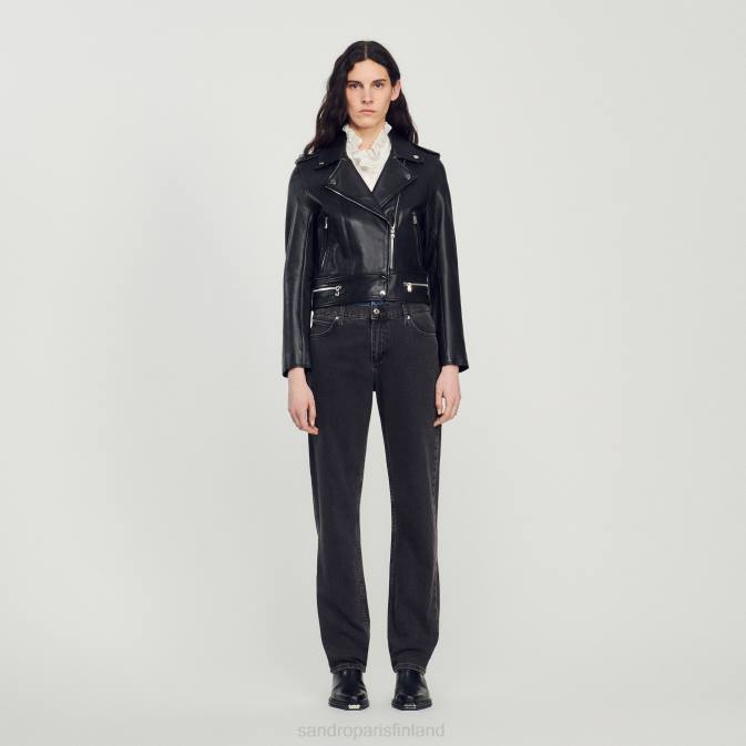 Sandro Paris naiset nahka takki VLHP104 vaatteet musta