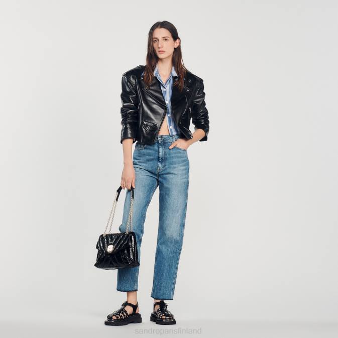 Sandro Paris naiset nahka takki VLHP452 vaatteet musta