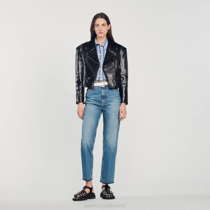 Sandro Paris naiset nahka takki VLHP452 vaatteet musta