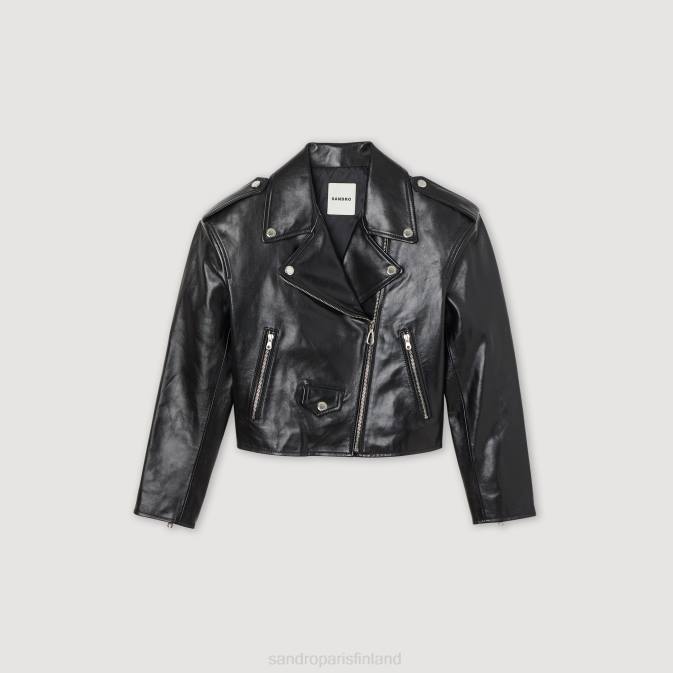 Sandro Paris naiset nahka takki VLHP452 vaatteet musta