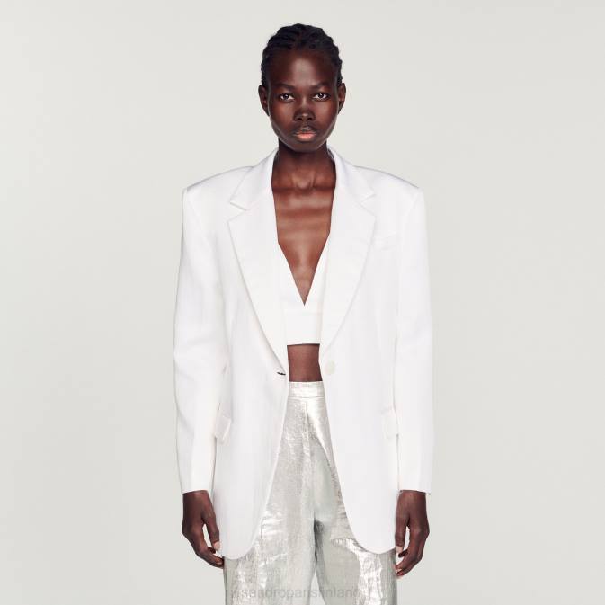 Sandro Paris naiset räätälöity takki VLHP140 vaatteet valkoinen