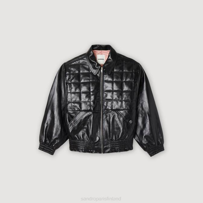 Sandro Paris naiset sileä nahkatakki VLHP442 vaatteet musta