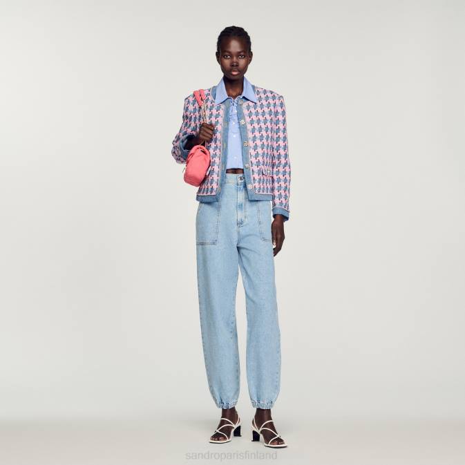 Sandro Paris naiset tweed takki VLHP301 vaatteet violetti/sininen