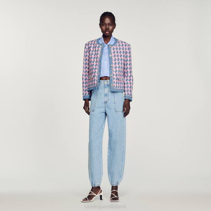 Sandro Paris naiset tweed takki VLHP301 vaatteet violetti/sininen