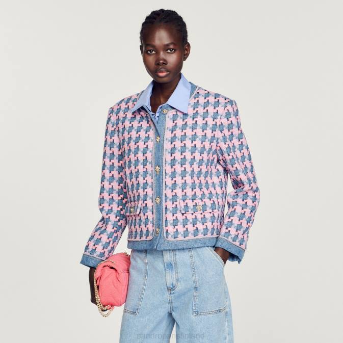 Sandro Paris naiset tweed takki VLHP301 vaatteet violetti/sininen