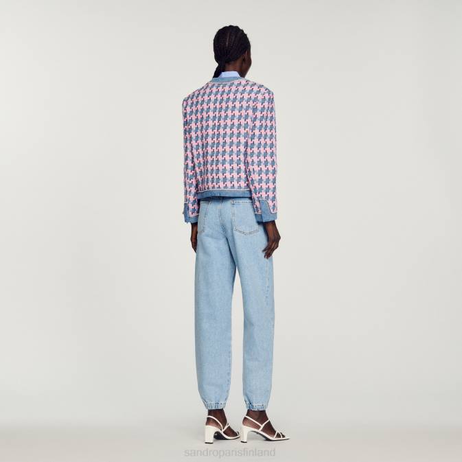 Sandro Paris naiset tweed takki VLHP301 vaatteet violetti/sininen