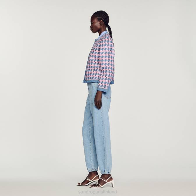 Sandro Paris naiset tweed takki VLHP301 vaatteet violetti/sininen