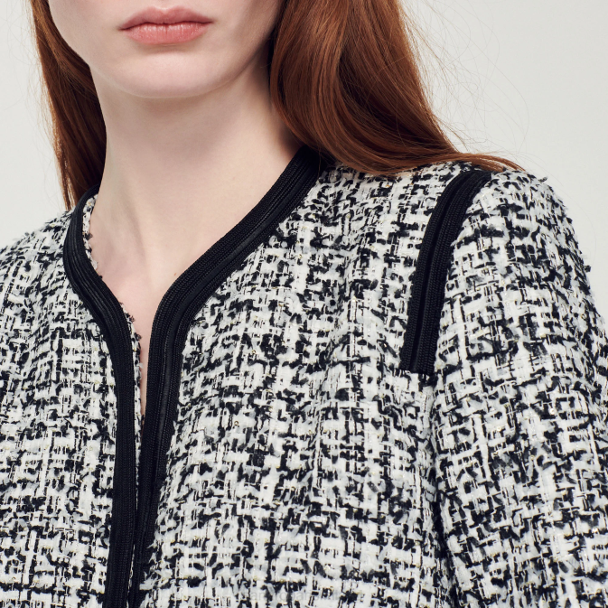 Sandro Paris naiset tweed takki VLHP378 vaatteet musta