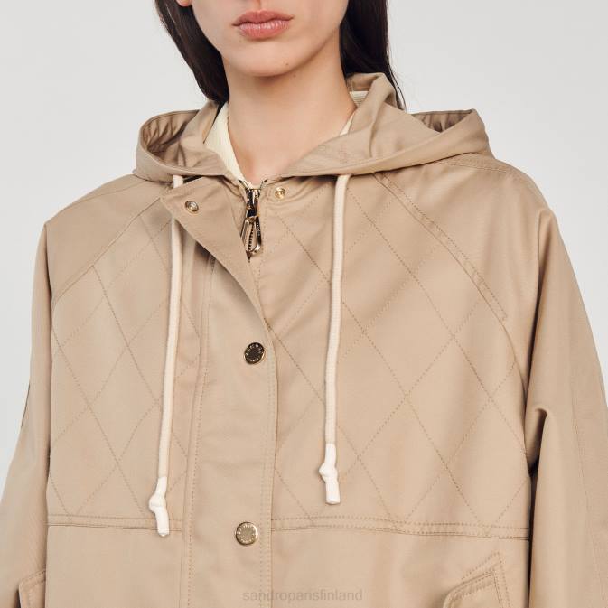Sandro Paris naiset hupullinen parka VLHP406 vaatteet beige
