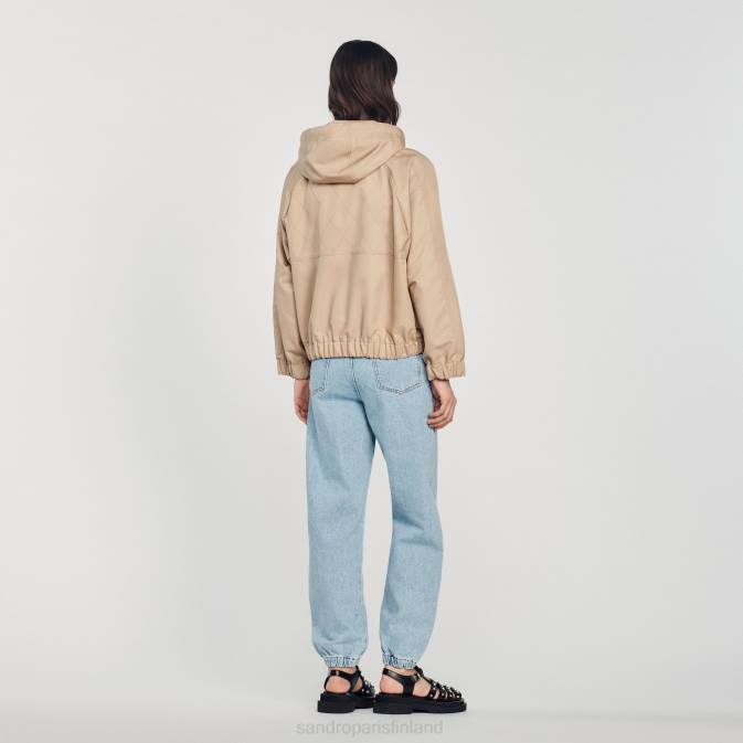 Sandro Paris naiset hupullinen parka VLHP406 vaatteet beige