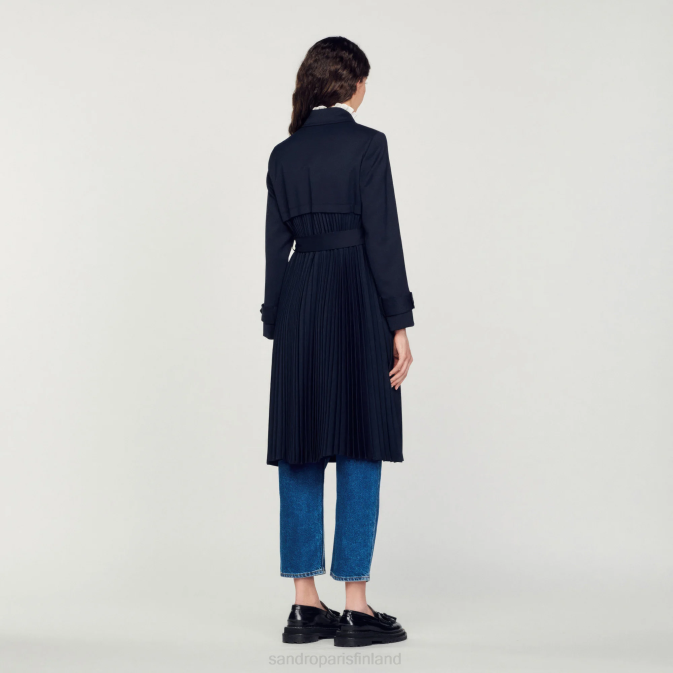 Sandro Paris naiset trenssitakki laskostettu upote VLHP123 vaatteet laivastonsininen