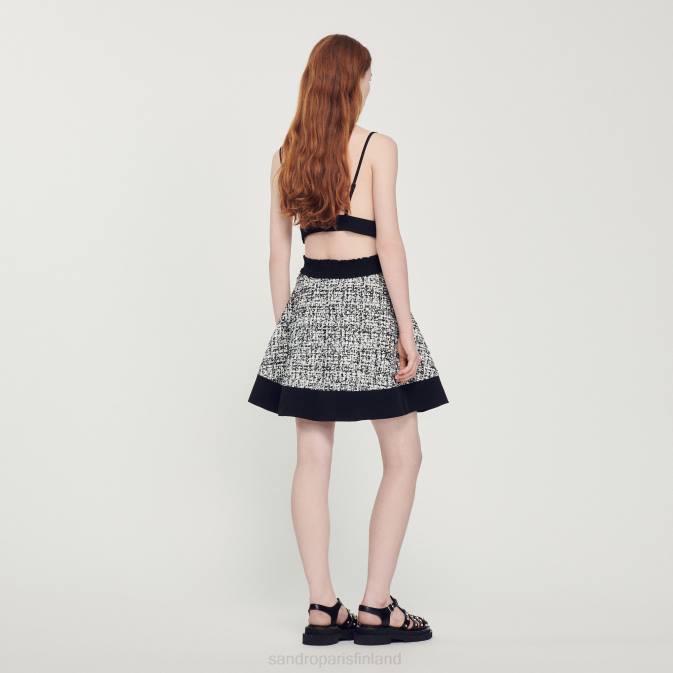 Sandro Paris naiset kaksivärinen tweed crop toppi VLHP319 vaatteet musta