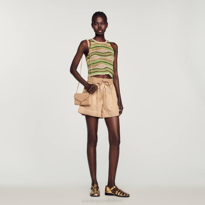 Sandro Paris naiset katkaistu neulottu toppi VLHP108 vaatteet vihreä