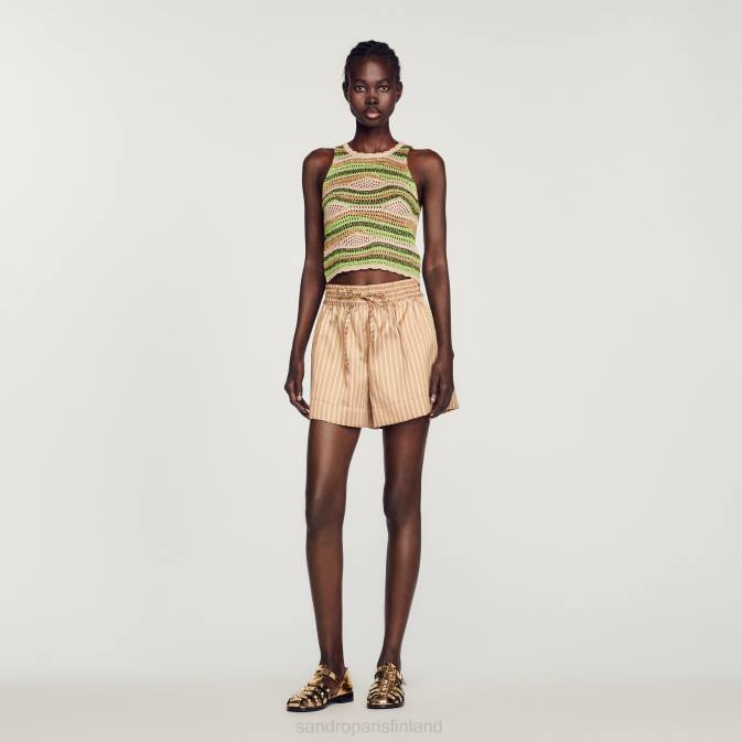 Sandro Paris naiset katkaistu neulottu toppi VLHP108 vaatteet vihreä