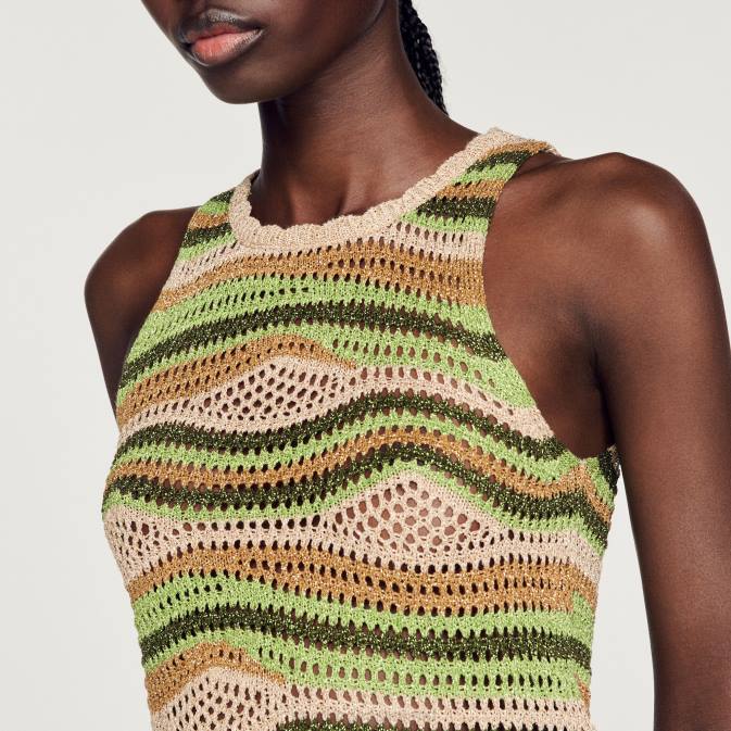 Sandro Paris naiset katkaistu neulottu toppi VLHP108 vaatteet vihreä