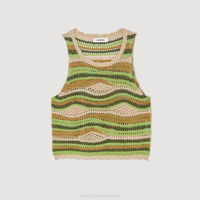 Sandro Paris naiset katkaistu neulottu toppi VLHP108 vaatteet vihreä