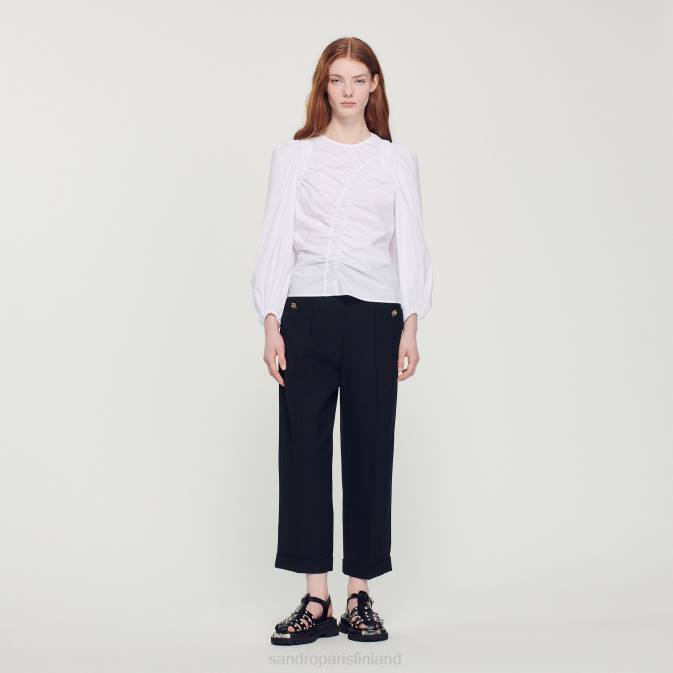 Sandro Paris naiset koottu popliinitoppi VLHP410 vaatteet valkoinen