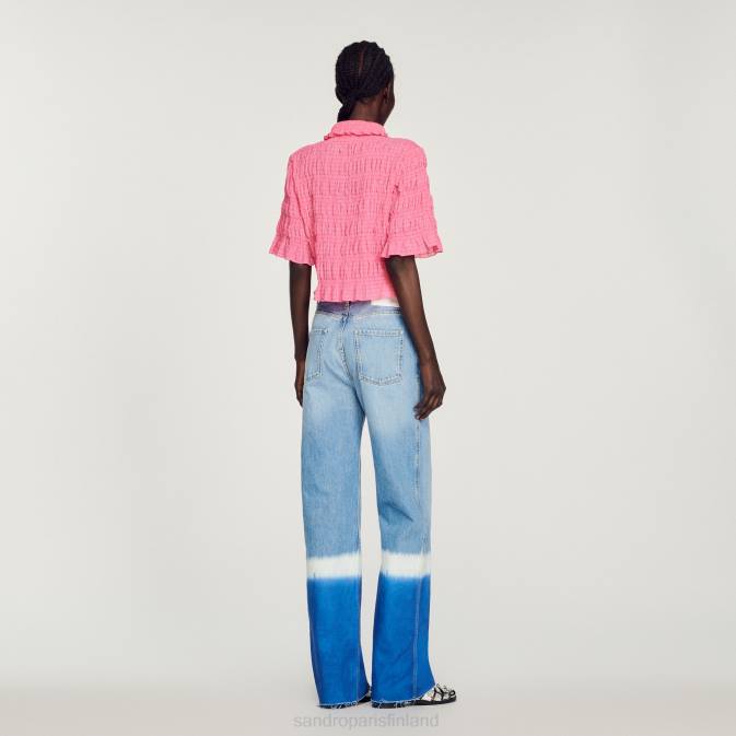 Sandro Paris naiset leikattu smokkipaita VLHP152 vaatteet karamelli pinkki