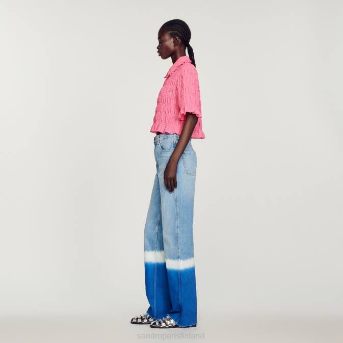 Sandro Paris naiset leikattu smokkipaita VLHP152 vaatteet karamelli pinkki