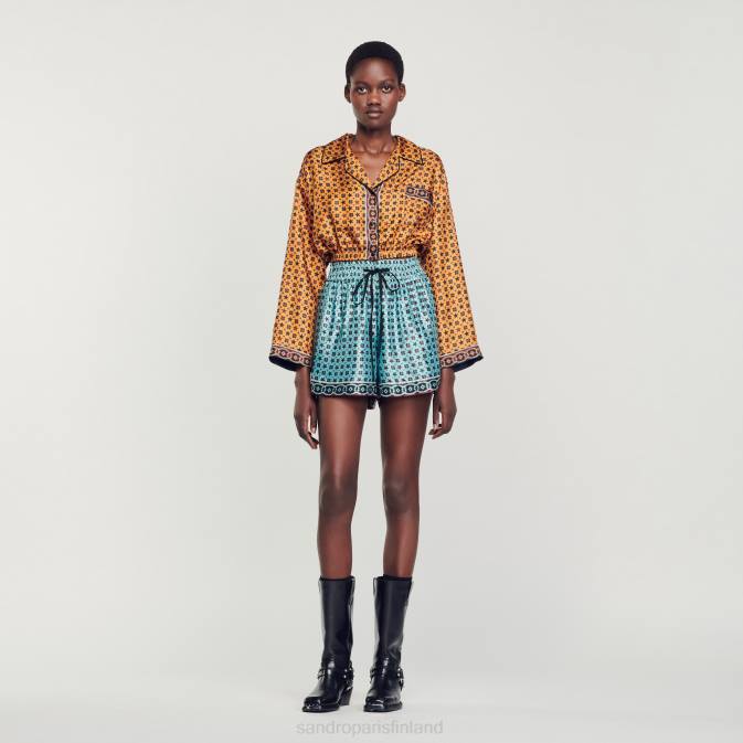 Sandro Paris naiset painettu leikattu paita VLHP72 vaatteet kupari/musta