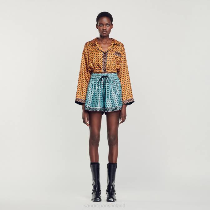 Sandro Paris naiset painettu leikattu paita VLHP72 vaatteet kupari/musta