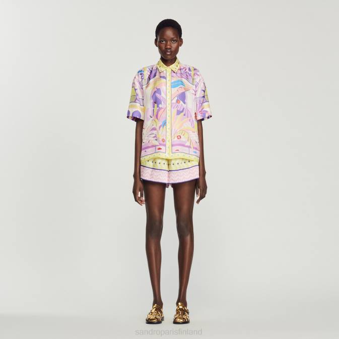 Sandro Paris naiset painettu paita VLHP138 vaatteet keltainen/violetti