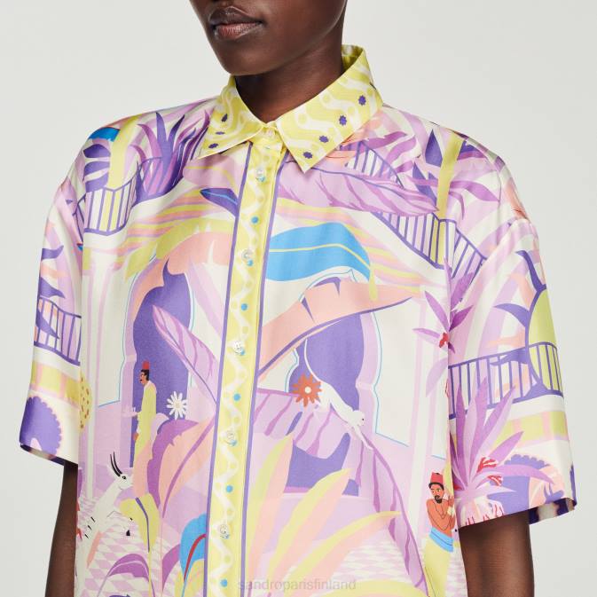 Sandro Paris naiset painettu paita VLHP138 vaatteet keltainen/violetti