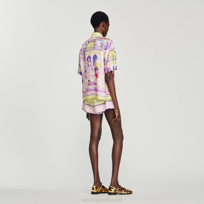 Sandro Paris naiset painettu paita VLHP138 vaatteet keltainen/violetti