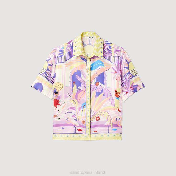 Sandro Paris naiset painettu paita VLHP138 vaatteet keltainen/violetti