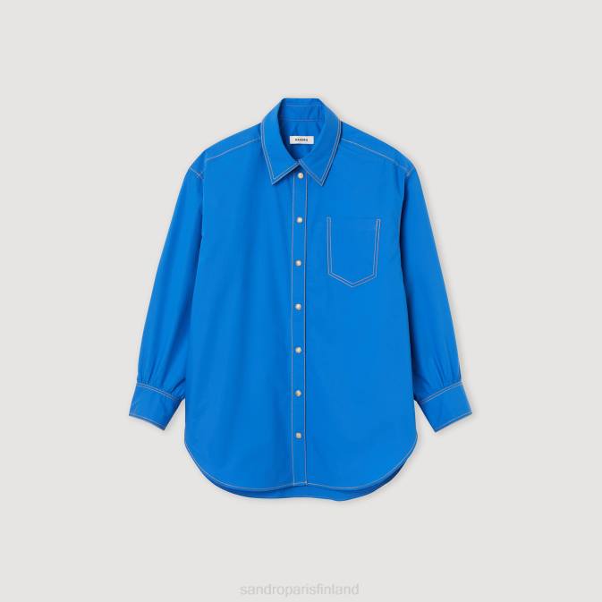 Sandro Paris naiset paita, jossa päällysommeltuja yksityiskohtia VLHP265 vaatteet sähkösininen