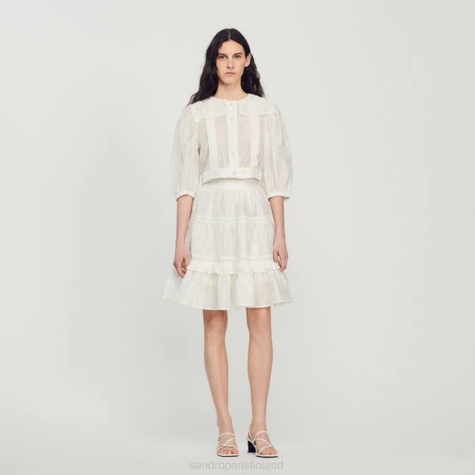 Sandro Paris naiset pitsinen kauluspaita VLHP116 vaatteet valkoinen