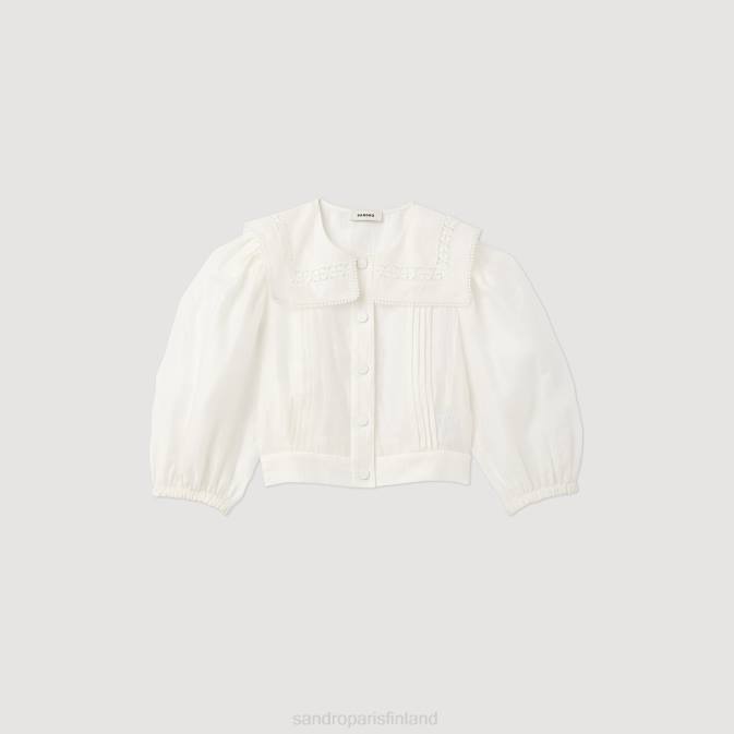 Sandro Paris naiset pitsinen kauluspaita VLHP116 vaatteet valkoinen