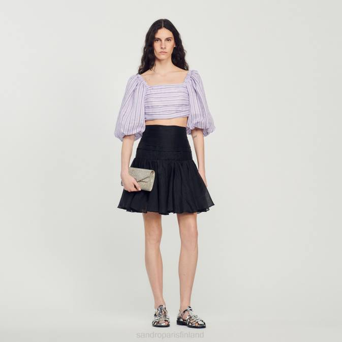 Sandro Paris naiset raidallinen crop top VLHP458 vaatteet lila/musta