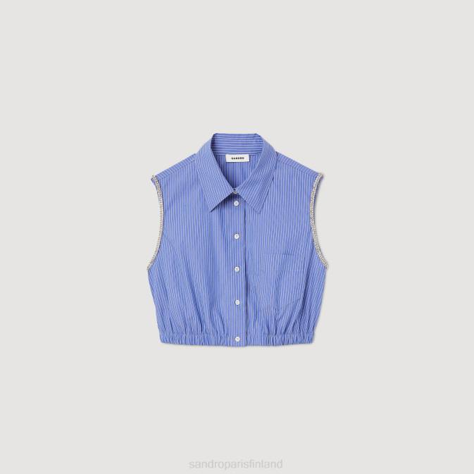 Sandro Paris naiset rajattu raidallinen paita VLHP38 vaatteet sininen/valkoinen