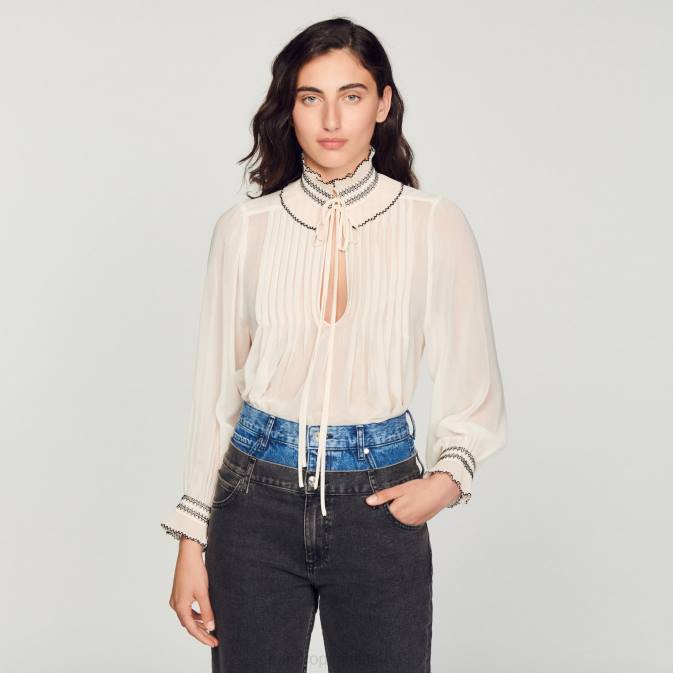 Sandro Paris naiset sifonki toppi VLHP134 vaatteet alaston