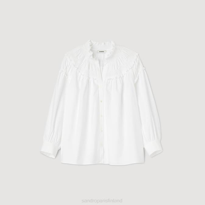 Sandro Paris naiset smokkikaulus pusero VLHP31 vaatteet valkoinen