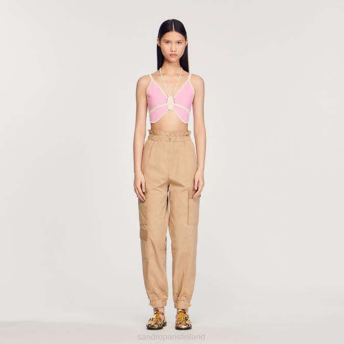 Sandro Paris naiset virkattu perhostoppi VLHP154 vaatteet vaaleanpunainen