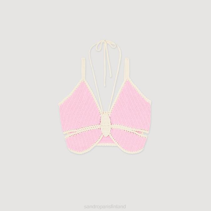 Sandro Paris naiset virkattu perhostoppi VLHP154 vaatteet vaaleanpunainen